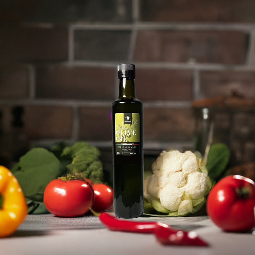 Extra Virgin Olive Oil 2023 from Italy, 17oz, organic, cold-pressed, GMO-free.